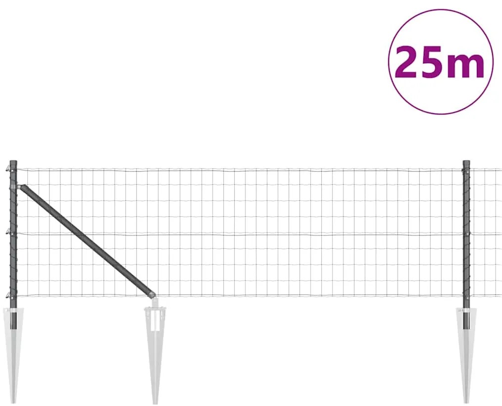 vidaXL Φράχτης με Στήλες. Γκρι 0.6 x 25 μ Ατσάλι