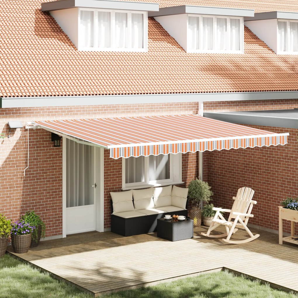 vidaXL Ανασυρόμενη Τέντα 450x350 εκ. with Πορτοκαλί / Γκρι / Μπλε / Λευκό