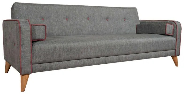 Καναπές-Κρεβάτι Jericho 828-121-114 200x83x80cm Grey-Bordo Ύφασμα