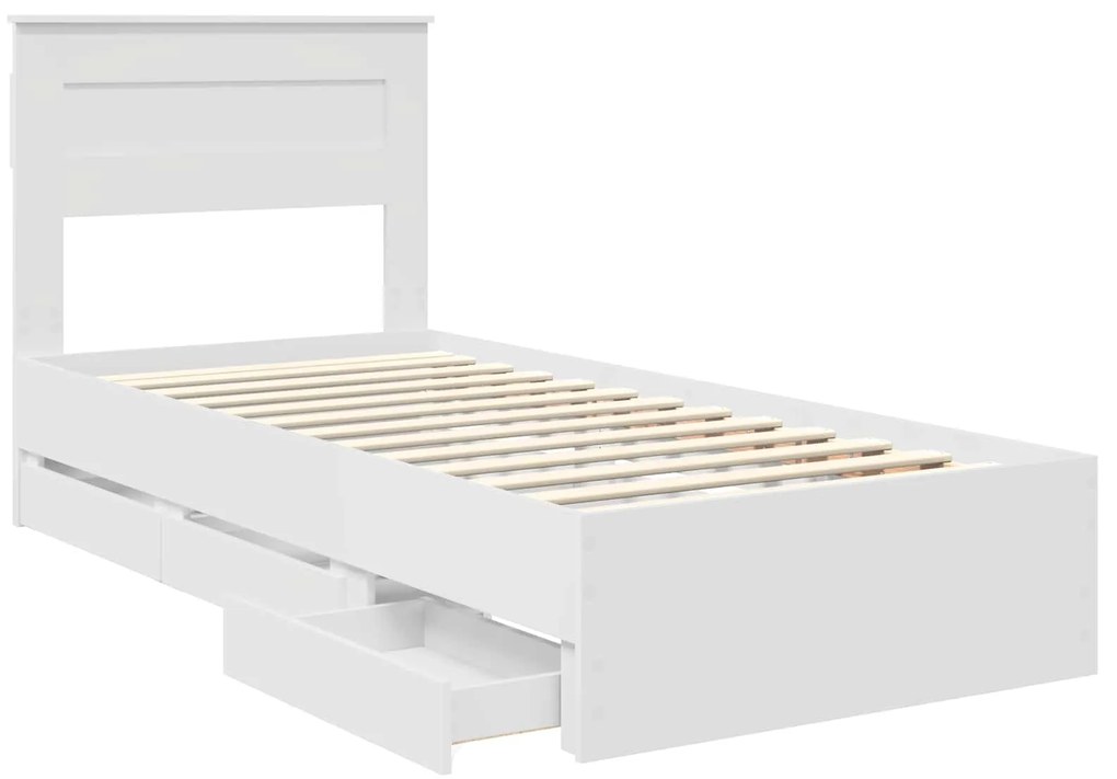 vidaXL Σκελετός Κρεβατιού Λευκό 90 x 200 cm Μηχανήματος Ξύλο