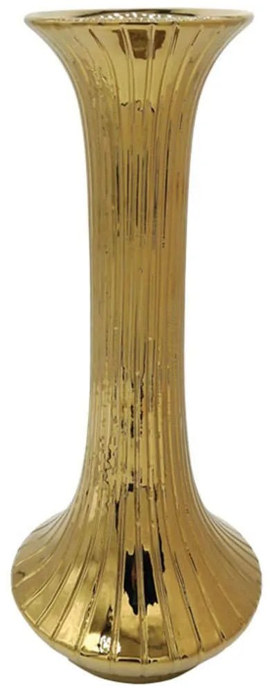 Βάζο Ρίγες 15-00-23707 17,5x41,5cm Gold Marhome Ceramic