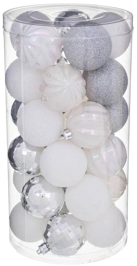 Χριστουγεννιάτικες Μπάλες (Σετ 30τμχ) A-S White/Silver 129157AB