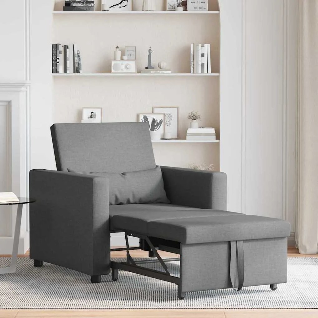 vidaXL Μονός καναπές-κρεβάτι Σκούρο γκρι 90 x 165 x 87 εκ. ύφασμα