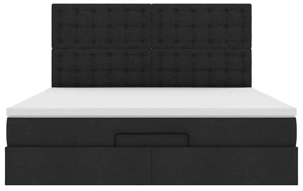 vidaXL Οθωμανικό κρεβάτι με στρώμα Μαύρο 160x200cm Ύφασμα