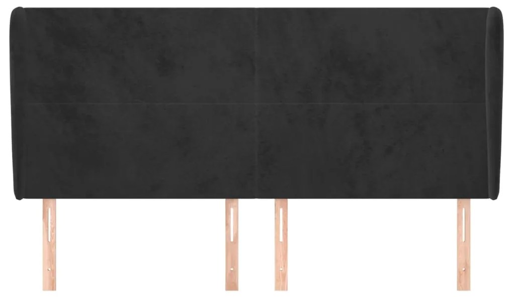 vidaXL Κεφαλάρι με Πτερύγια Μαύρο 203x23x118/128 εκ. Βελούδινο