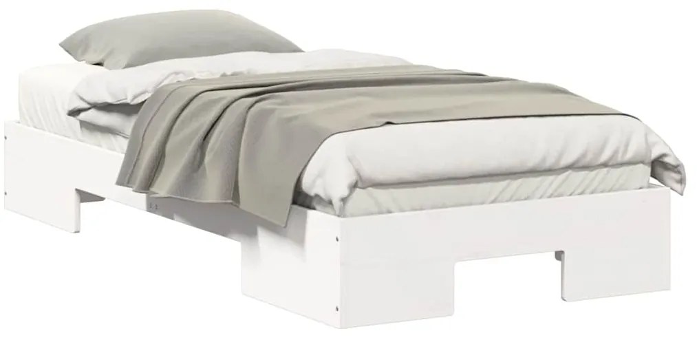 vidaXL Κρεβάτι δαπέδου Λευκό 75 x 190 cm Μασίφ ξύλο πεύκου