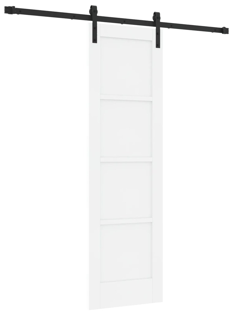 vidaXL Συρόμενη Πόρτα με Σετ Εξαρτημάτων Λευκή 61x198.5 εκ. Συμπαγές Ξύλο Πεύκου