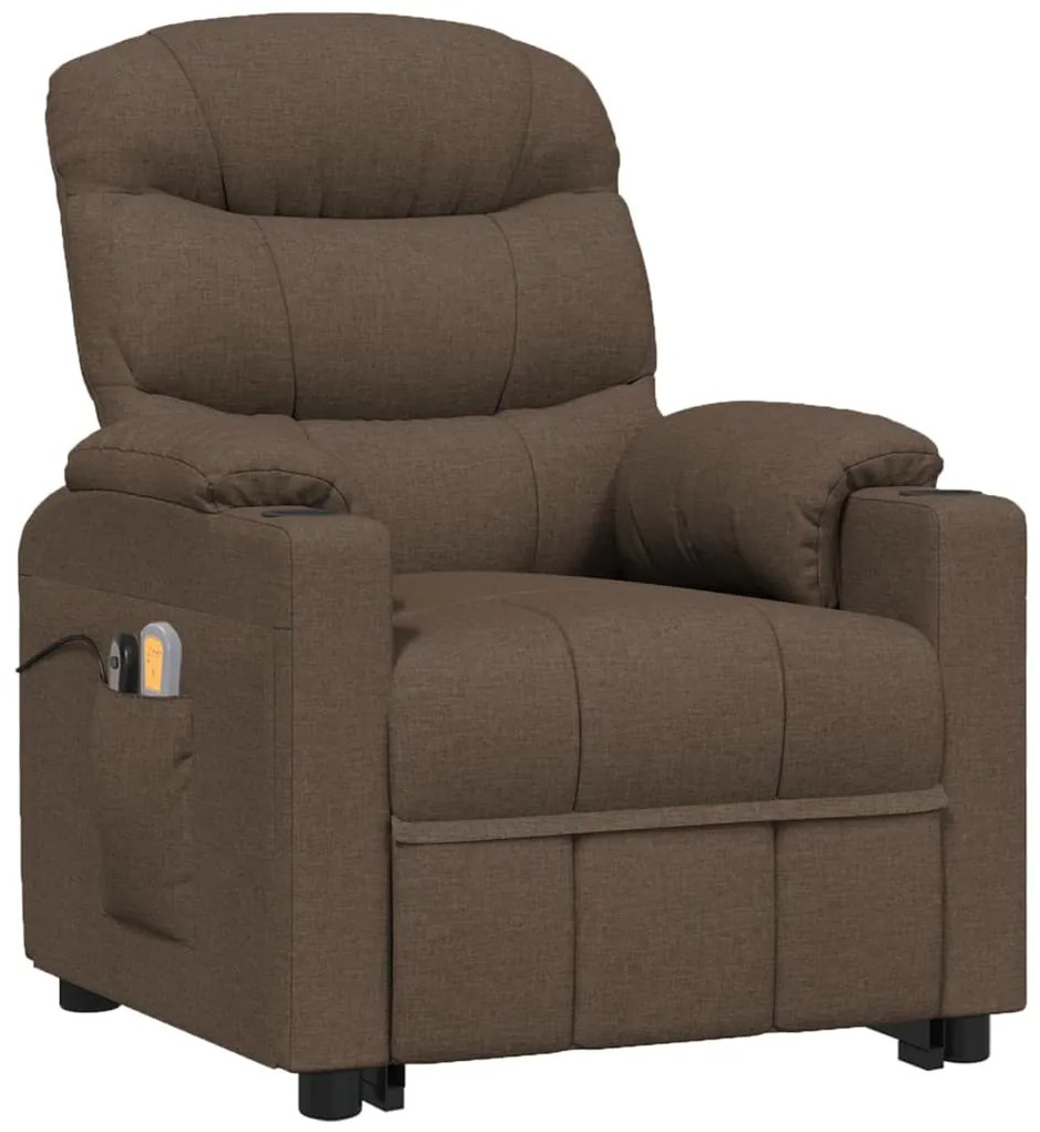 vidaXL Πολυθρόνα Μασάζ με Ανύψωση Καφέ Υφασμάτινη