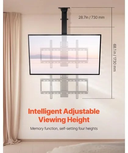 VEVOR Motorized Ceiling TV Mount 32-55 in Screen Electric Adjustable TV Mount