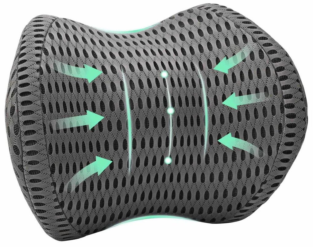 vidaXL Μαξιλάρι με μαξιλάρι Ρυθμιζόμενος Γκρι 31 x 23 x 14 εκ 4D Δίχτυ