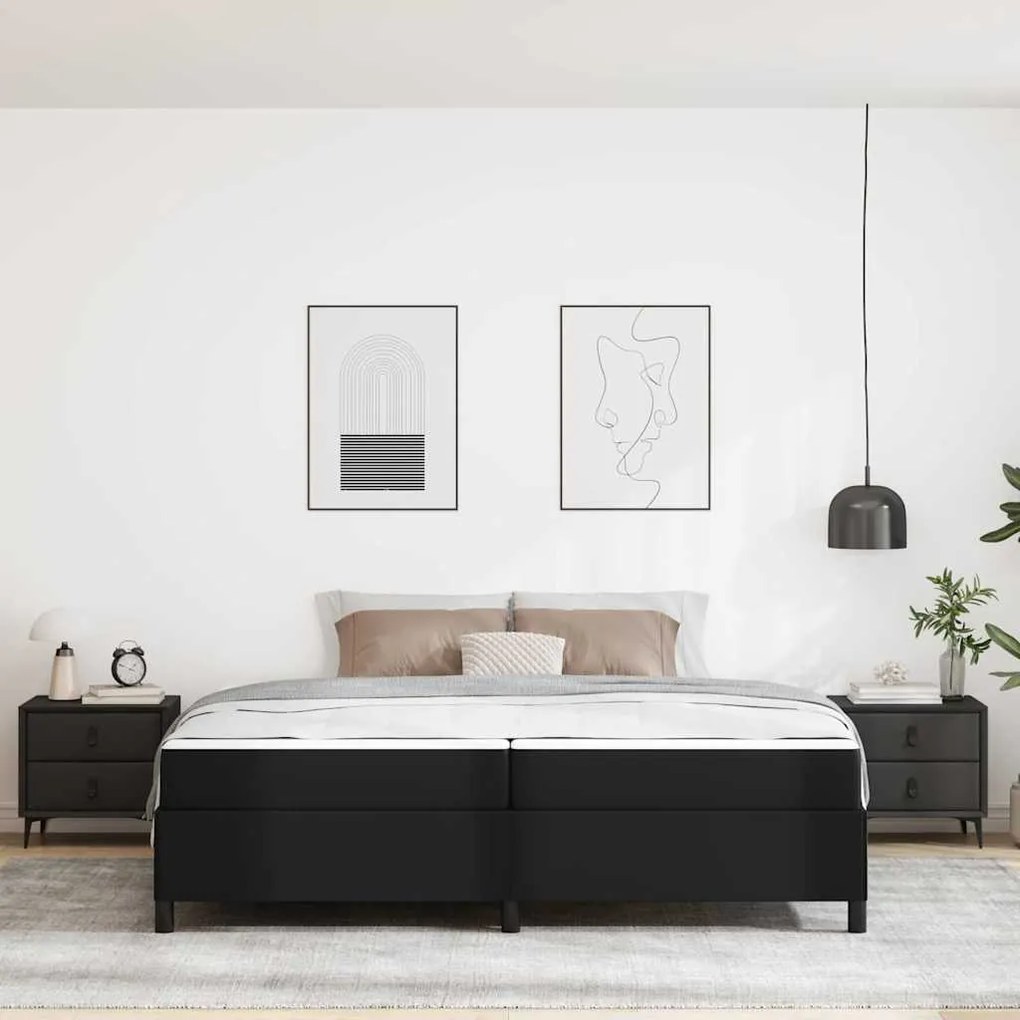 vidaXL Σκελετός κρεβατιού με στρώμα Μαύρο 200 x 200 cm Τεχνητό δέρμα