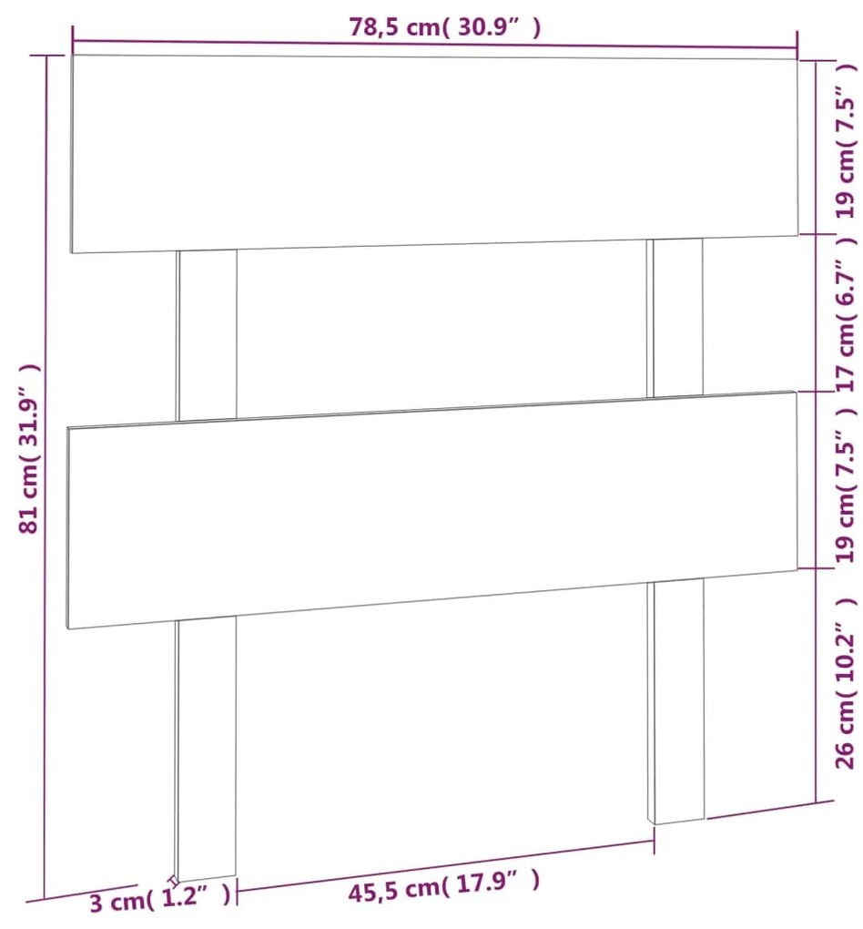 vidaXL Κεφαλάρι Κρεβατιού 78,5 x 3 x 81 εκ. από Μασίφ Ξύλο Πεύκου
