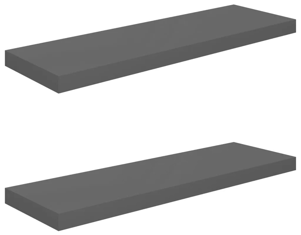vidaXL Ράφια Τοίχου Γυαλιστερά Γκρι 2 Τεμάχια 80x23,5x3,8 εκ. MDF