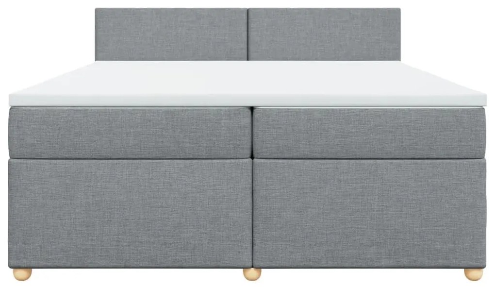 Κρεβάτι Boxspring με Στρώμα Ανοιχτό Γκρι 200x200 εκ. Υφασμάτινο - Γκρι