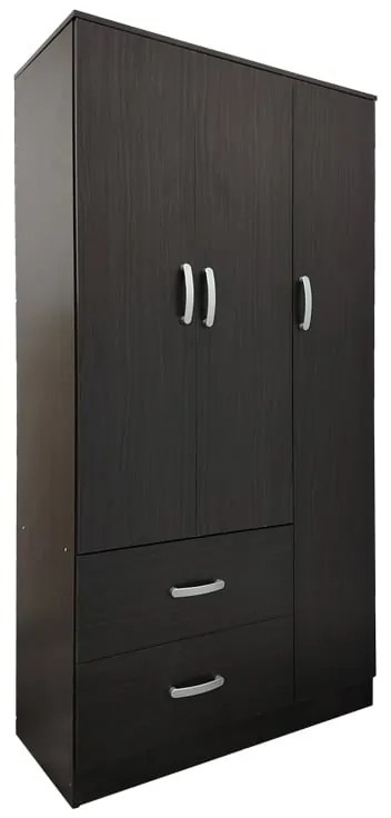 Ντουλάπα τρίφυλλη με 2 συρτάρια Lego pakoworld σε wenge απόχρωση 90x42x180εκ