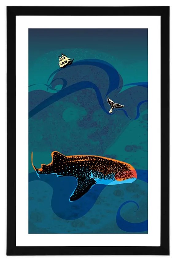 Αφίσα με παρπαστού Η ζωή κάτω από τη θάλασσα - 60x90 black