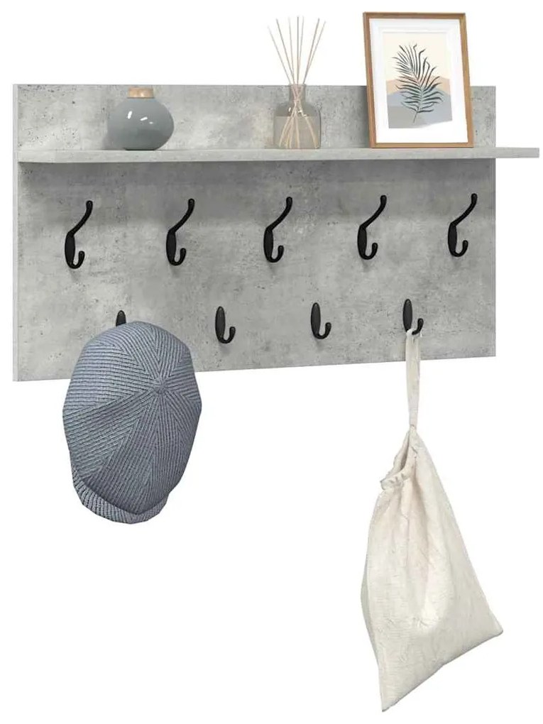 vidaXL Τοίχου Κρεμάστρα με ράφι Σκυρόδεμα Γκρι 80 x 40 x 12 cm