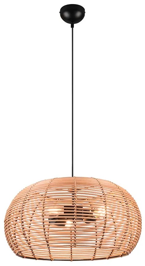 Φωτιστικό Κρεμαστό Vintage Industrial Trio Lighting Inga 312200336 Φυσικό Rattan