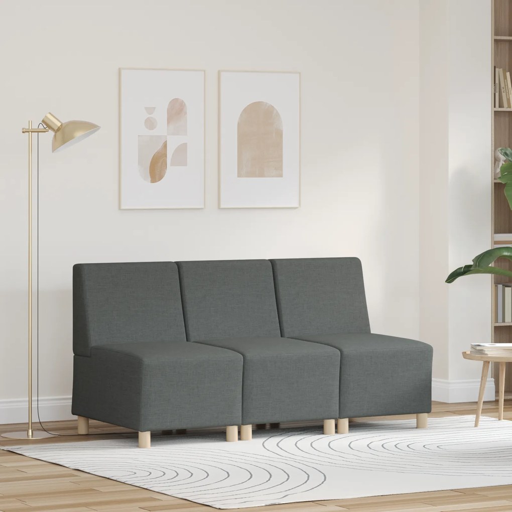 vidaXL Καθίσμα Σαλονιού 3 pcs Σκούρο γκρι 55 x 74 x 82 εκ. ύφασμα