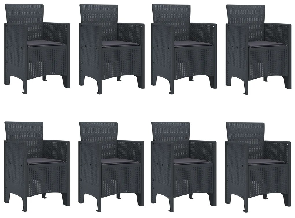 vidaXL Σετ Τραπεζαρίας Κήπου 9 pcs Ανθρακί 250 x 100 x 73 εκ