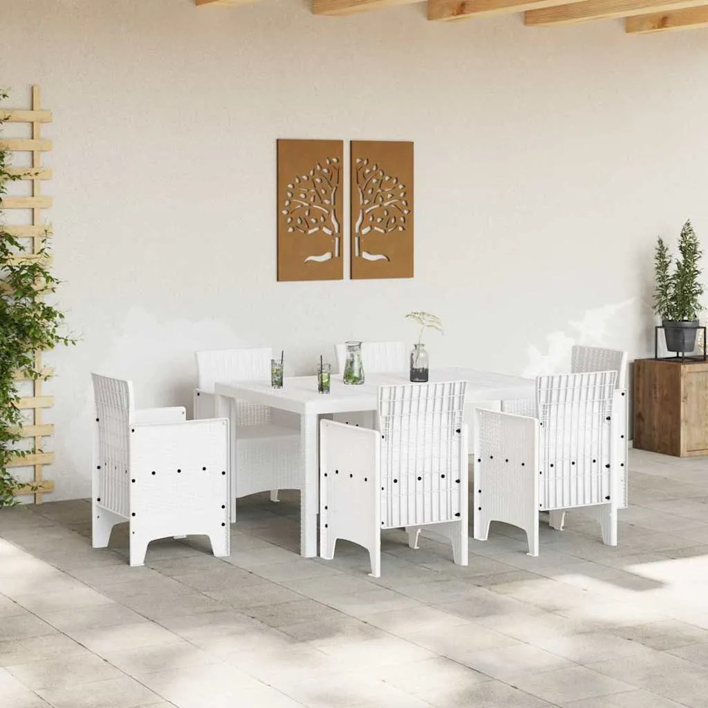 vidaXL Τραπέζι Κήπου Λευκό 150 x 100 x 73 εκ. συνθετικό ρατάν