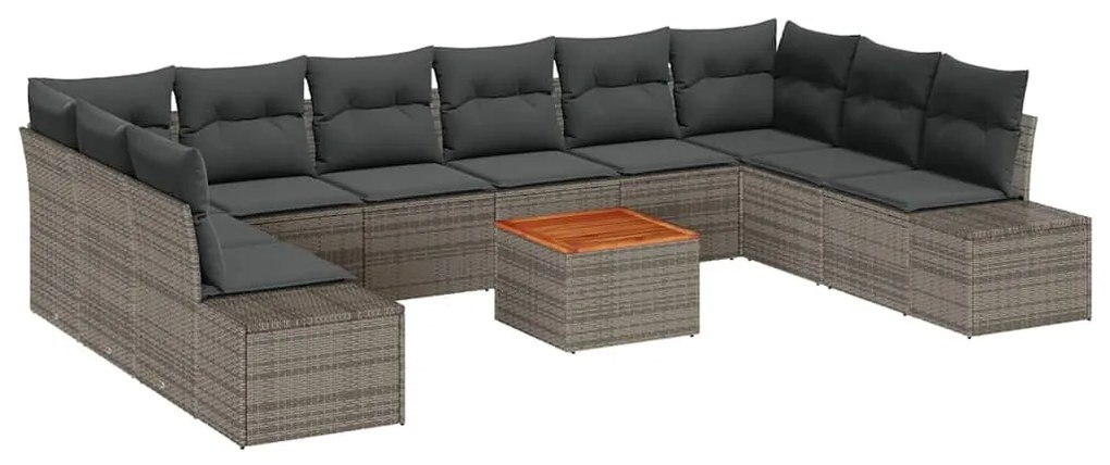 vidaXL Σετ Καναπέ Κήπου με μαξιλάρι 11 pcs Γκρι συνθετικό ρατάν