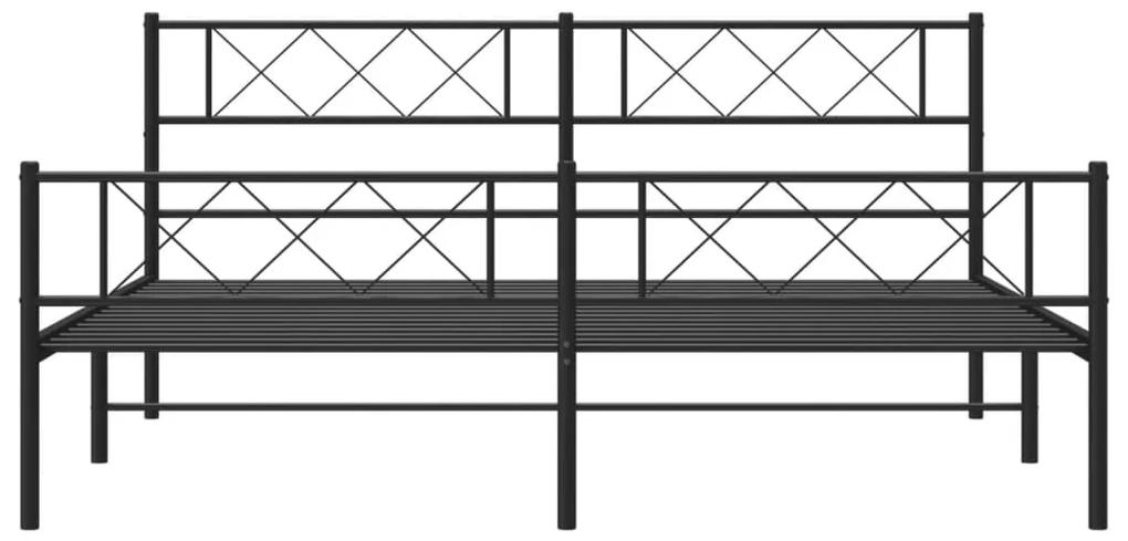 vidaXL Πλαίσιο Κρεβατιού με Κεφαλάρι&Ποδαρικό Μαύρο 200x200εκ. Μέταλλο