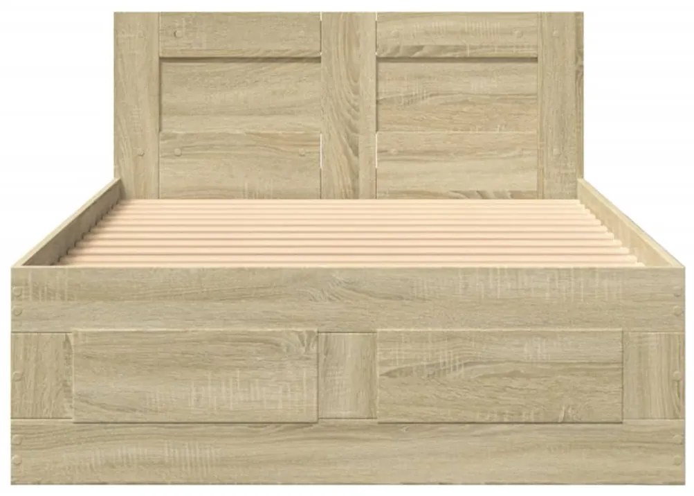 vidaXL Πλαίσιο Κρεβατιού με Κεφαλάρι Sonoma Δρυς 75x190 εκ. Επεξ. Ξύλο