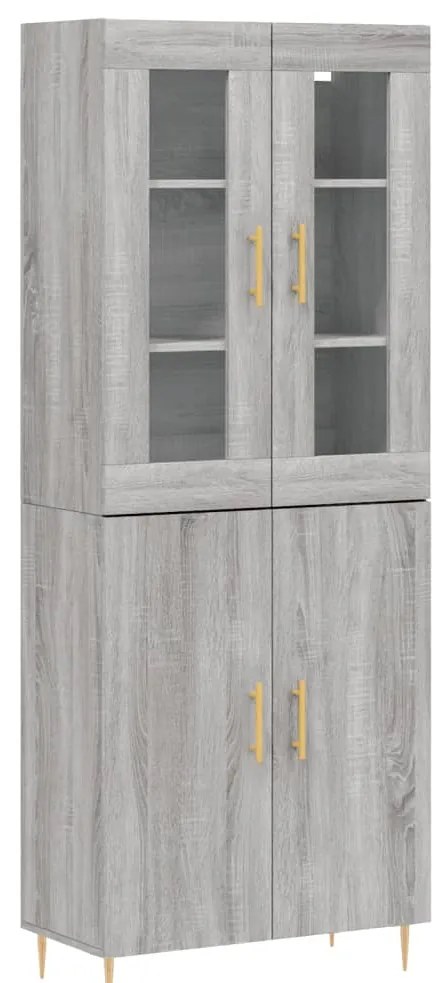 vidaXL Ντουλάπι Γκρι Sonoma 69,5 x 34 x 180 εκ. Επεξεργασμένο Ξύλο
