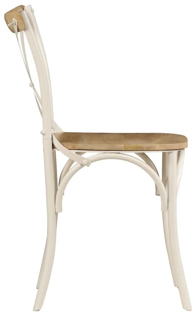 Καρέκλες με Χιαστί Πλάτη 6 τεμ. Λευκές από Μασίφ Ξύλο Μάνγκο - Λευκό