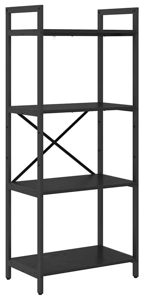 vidaXL Ράφι Βιβλίων Μαύρη Οξυά 56 x 34 x 133,5 εκ Επεξεργασμένο ξύλο