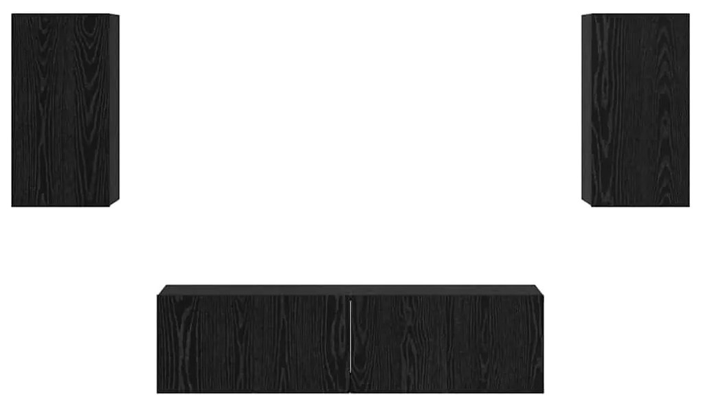 vidaXL Σετ επίπλου τηλεόρασης Επιτοίχιο Μαύρη Οξυά Επεξεργασμένο ξύλο