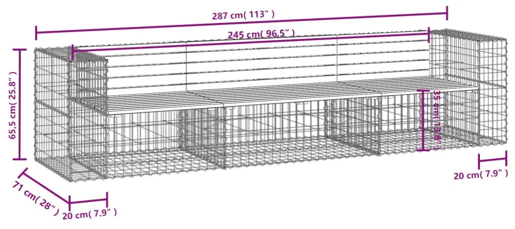 ΠΑΓΚΑΚΙ ΚΗΠΟΥ ΣΥΡΜΑΤΟΚΙΒΩΤΙΟ 287X71X65,5 ΕΚ. ΜΑΣΙΦ ΞΥΛΟ ΠΕΥΚΟΥ 3196251