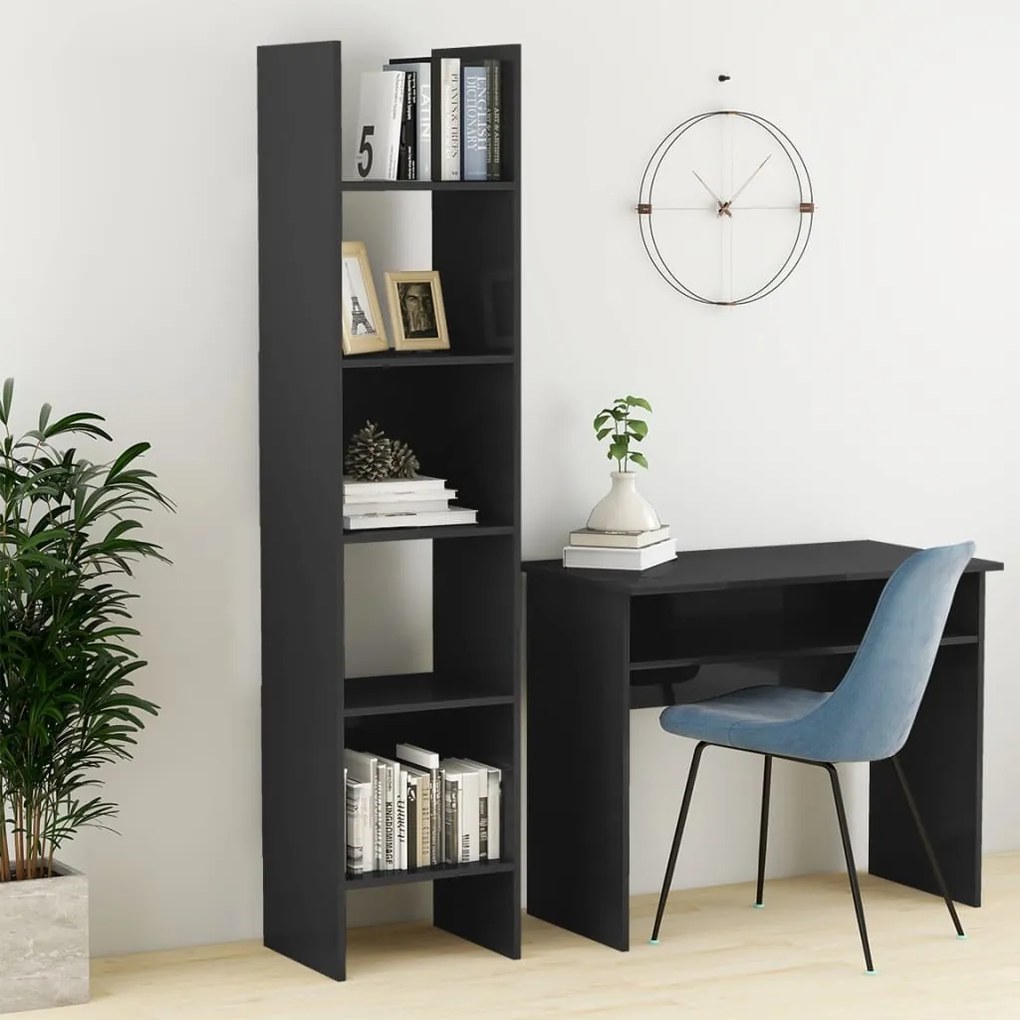 vidaXL Βιβλιοθήκη Γυαλιστερό Γκρι 40 x 35 x 180 εκ. από Μοριοσανίδα