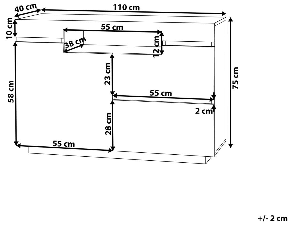Σιφονιέρα Berwyn 779, Ανοιχτό χρώμα ξύλου, Άσπρο, Με συρτάρια και ντουλάπια, 75x110x40cm, 45 kg | Epipla1.gr