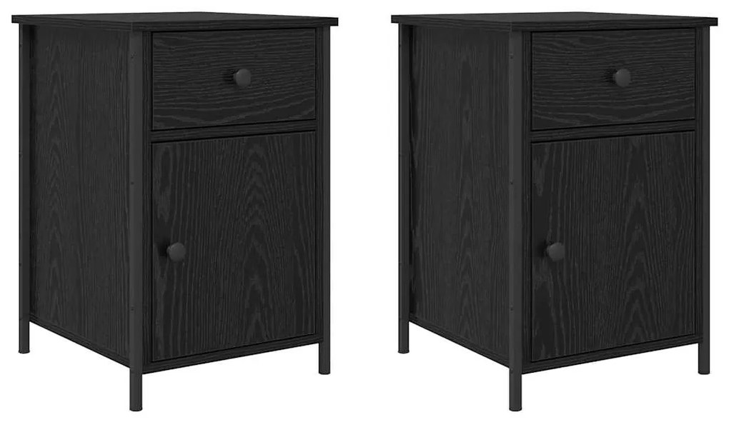 vidaXL Κομοδίνο 2 pcs Μαύρη δρυς 40 x 42 x 60 εκ. Επεξεργασμένο ξύλο