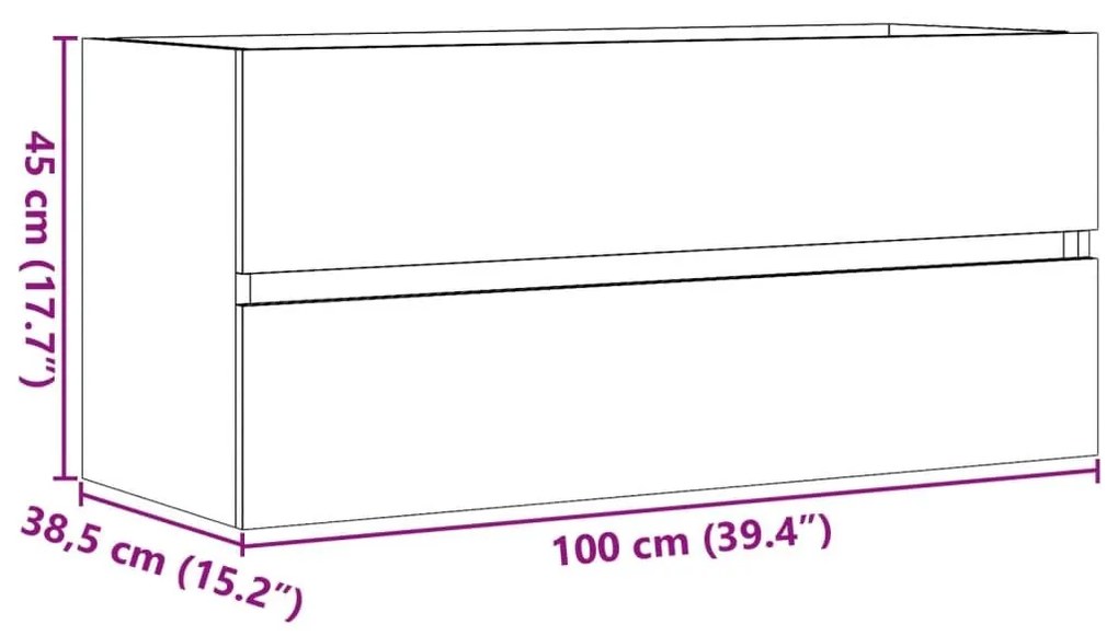 Ντουλάπι Νιπτήρα Γκρι Σκυροδέματος 100x38,5x45 εκ. Επεξ. Ξύλο - Γκρι