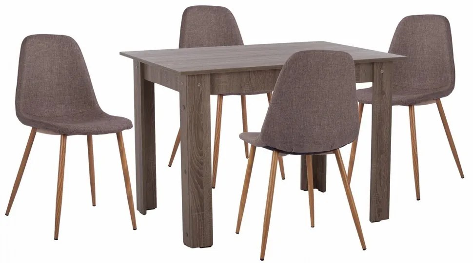 Τραπεζαρία HM11617.03 (Σετ 5τμχ) 110x80x77 Brown 4 Θέσεων