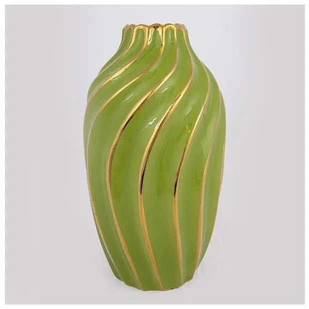 Βάζο Κεραμικό Πράσινο-Χρυσό 17x17x30.5cm 752-20185 Estheti-752-20185-Πράσινο 752-20185