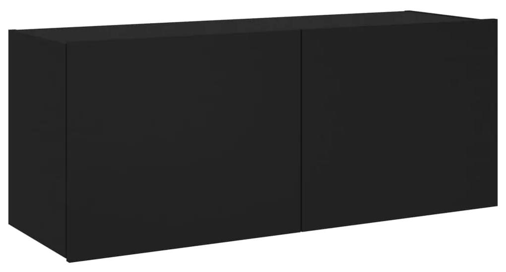 vidaXL Έπιπλο Τοίχου Τηλεόρασης με LED Μαύρο 100x35x41 εκ.