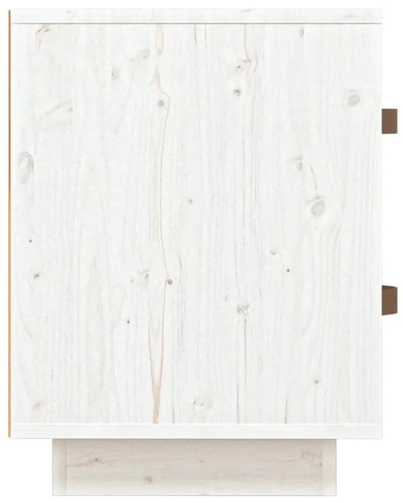 Κομοδίνα 2 τεμ. Λευκό 40x34x45 εκ. από Μασίφ Ξύλο Πεύκου - Λευκό