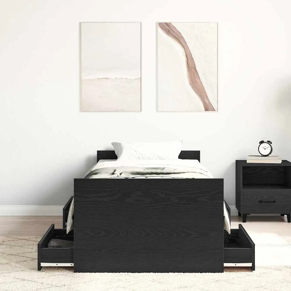 vidaXL Σκελετός Κρεβατιού Μαύρη δρυς 75 x 190 cm Επεξεργασμένο ξύλο