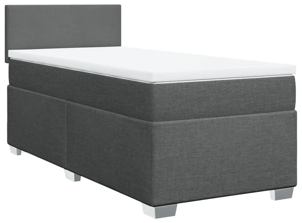 ΚΡΕΒΑΤΙ BOXSPRING ΜΕ ΣΤΡΩΜΑ ΣΚΟΥΡΟ ΓΚΡΙ 100X200 ΕΚ. ΥΦΑΣΜΑΤΙΝΟ 3288093