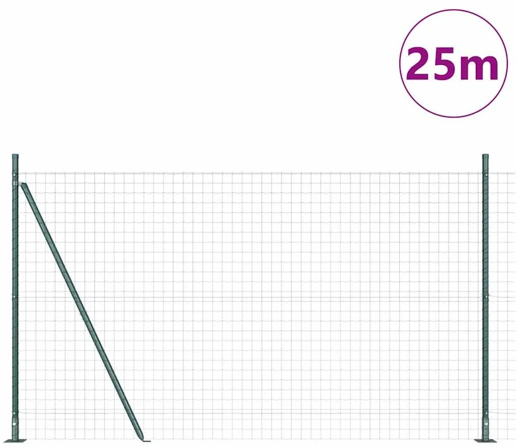 vidaXL Τεντώτο με στήριγμα Πράσινο 1,2 x 25 m Χάλυβας και PVC