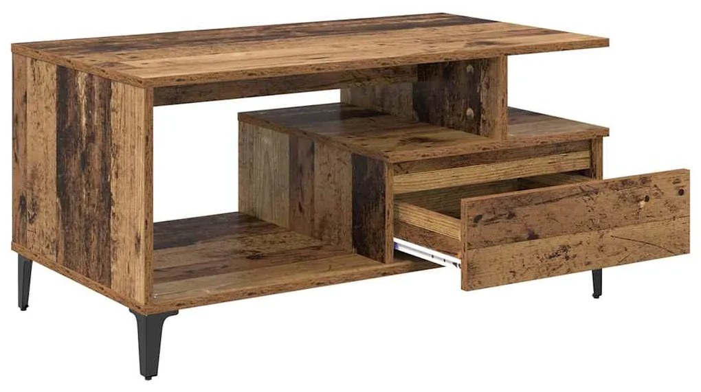 vidaXL Τραπεζάκι σαλονιού with Drawer Παλαιό ξύλο 90 x 49 x 45 εκ