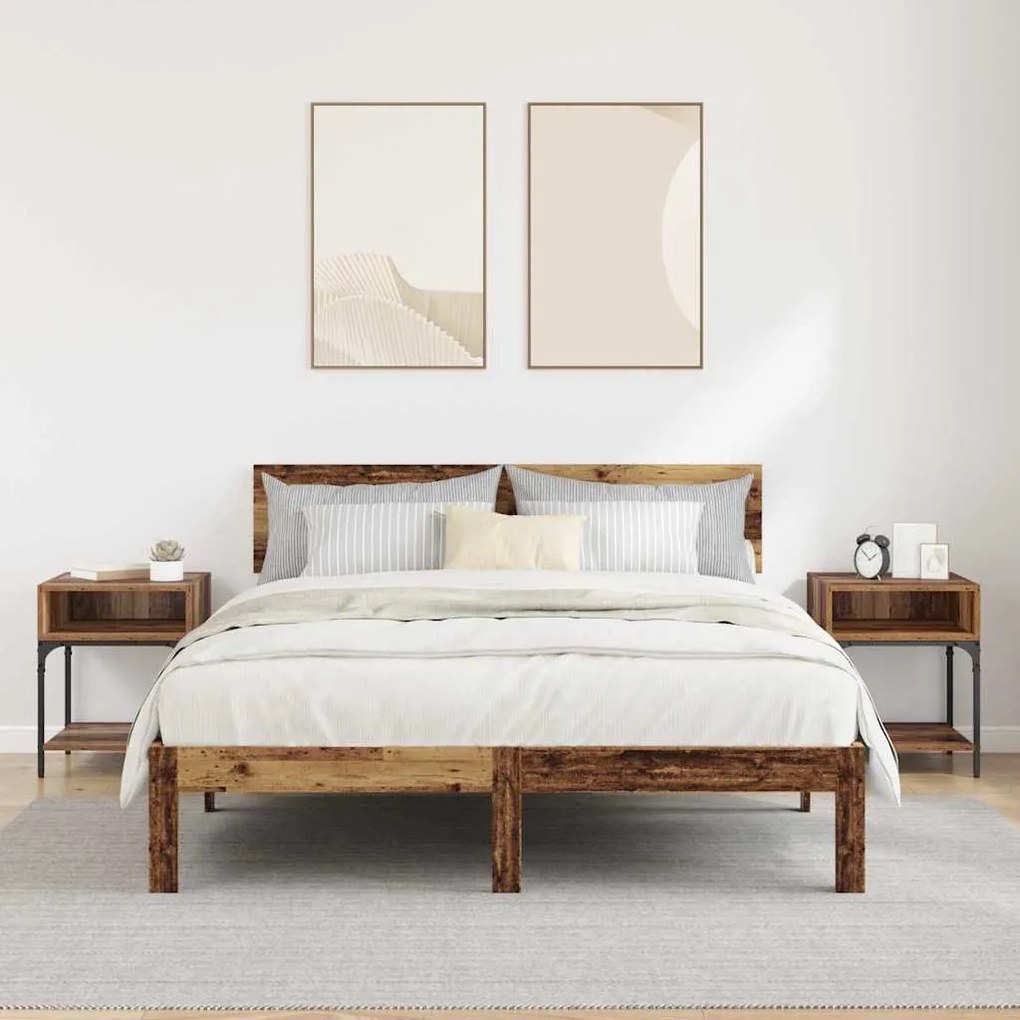 vidaXL Κομοδίνο 2 pcs Παλιό ξύλο 40 x 40 x 50 cm Επεξεργασμένο ξύλο