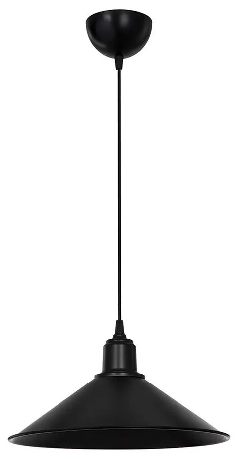 GloboStar® FONTE 203-0080 Μοντέρνο Κρεμαστό Φωτιστικό Καμπάνα Μονόφωτο 1 x E27 IP20 Μαύρο Πλαστικό - Μ25 x Π25 x Υ90cm