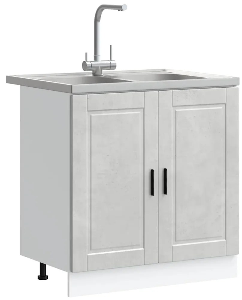 vidaXL Βάση νιπτήρα 2 pcs Γκρι 80 x 46 x 84.5 εκ. Επεξεργασμένο ξύλο