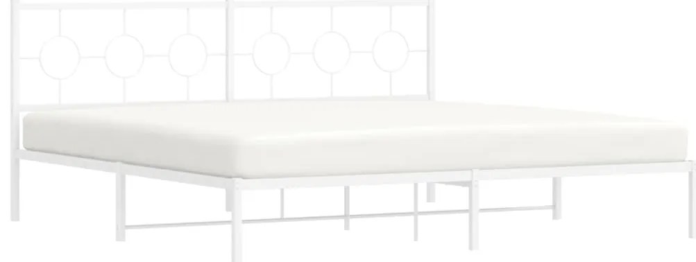 vidaXL Πλαίσιο Κρεβατιού με Κεφαλάρι Λευκό 193 x 203 εκ. Μεταλλικό