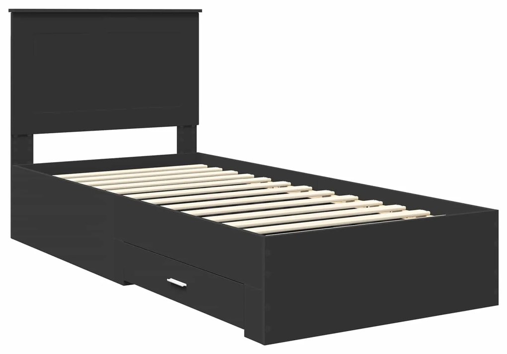 vidaXL Σκελετός Κρεβατιού με κεφαλάρι Μαύρο και Ασημί 75 x 190 cm